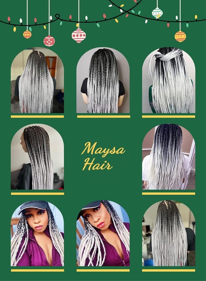 MAYSA Black and White Braiding Hair Pre stretched Extensions Ombre Braiding Hair 24inch 3Pcs Jumbo Hair Synthetic Extensions # Black-grey-white - Image 4